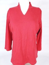 Liz Claiborne Petite Women&#39;s Shirt Size PL Long Sleeve Red 100% Cotton  - £13.95 GBP