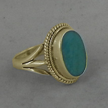 925 Sterling Silver Turquoise Gemstone Rose Gold / Gold Plated Ring GRS-1378 - £37.33 GBP+