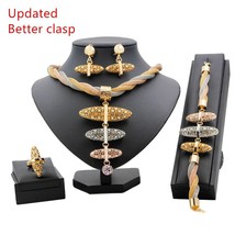 Africa New Fashion 18 Gold Jewelry Sets Necklace Bracelet Earrings Charm Women W - £19.89 GBP
