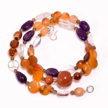 Natural Carnelian Crystal Amethyst Gemstone Beads Necklace 3-13 mm 18&quot; UB-8285 - £7.69 GBP