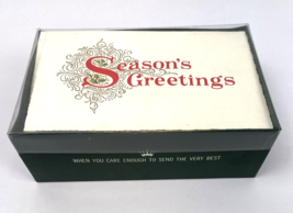 Vintage Christmas Cards Embossed Hallmark Box 25 Season&#39;s Greetings 1970... - £32.49 GBP