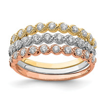 10K Tri-color Set of Three Stackable CZ Rings 10C1384 - $441.82