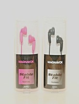 2 x Magnavox Stable Fit Earphones Silicone Comfort Clear Sound Chose Colors - $8.75
