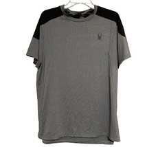 Spyder Active Mens Tshirt Gray And Black Large Round Neck Short Sleeve P... - $14.85