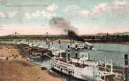 Cincinnati Ohio Scene On Ohio River Boats Bridge POSTED 1908 PFLUG Postcard k46 - £3.10 GBP