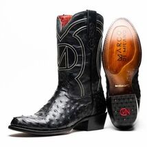 SAVANNAH Genuine Ostrich Skin Cowboy Boot from the Western Collection Black image 2