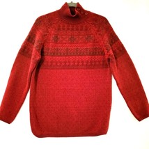 Croft Barrow Womens Sweater Size M 3 Button Mock Neck Fair Isle Design Cabincore - £13.75 GBP