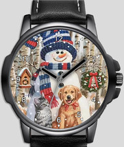 Snowman Dog Cat Winter  Unique Unisex Trendy Wrist Watch UK FAST - $54.00