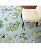 Blue and Beige Modern Hand Knotted High Quality Wool Oushak Turkish Usha... - $330.00+