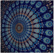 Blue Tapestry Wall Hanging Mandala Tapestries Indian Cotton Bedspread Picnic - £12.17 GBP