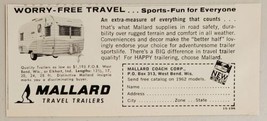 1962 Print Ad Mallard Travel Trailers Made in West Bend,Wisconsin - £7.29 GBP