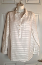 Tommy Hilfiger Long Roll Tab Sleeve 1/2 Button Down Collared Top Blouse Size L - £12.36 GBP