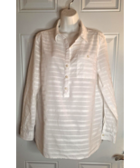 Tommy Hilfiger Long Roll Tab Sleeve 1/2 Button Down Collared Top Blouse Size L - $15.63