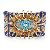 Evil Eye Bangle Bracelet Women Blue Silver Fashion Hamsa Lucky Turkish Heart - £20.60 GBP