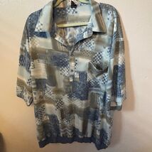 Alan &amp; Company Mens XXL Blue Abstract Geometric Patchwork Polo Shirt - $21.78