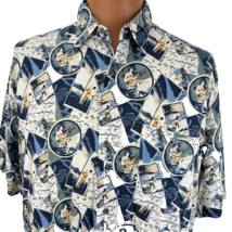 Munsing Wear Hawaiian Aloha L Shirt Ukulele Lady Surfing Sailing Outrigg... - £35.37 GBP