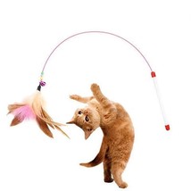 1 Piece Feathers Cat Teaser Cute Design Bell Steel Wire Cat Toys Interactive Cat - £27.59 GBP
