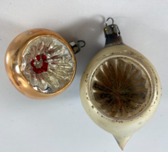 Vintage Lot 2 Small Indent Gold Mercury Glass Christmas Ornaments - £20.50 GBP