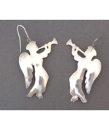 Sterling Silver Earrings Flying Angel &amp; Horn Long Dangle Christmas Signe... - £27.37 GBP