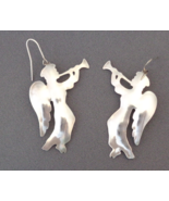 Sterling Silver Earrings Flying Angel &amp; Horn Long Dangle Christmas Signe... - $34.99