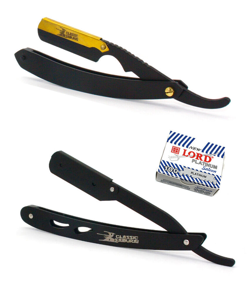 2X Stainless Steel Folding Straight Edge Barber Razor 100 Lord Platinum ... - $19.79