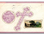 Happy Easter To You Cross Framed Landscape Embossed DB Postcard H29 - £2.32 GBP