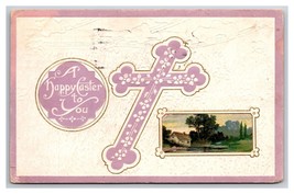 Happy Easter To You Cross Framed Landscape Embossed DB Postcard H29 - £2.33 GBP