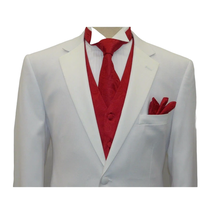 Men Renoir Tuxedo Two Button Notch Formal with Satin Lapel trims 201-6 White image 5