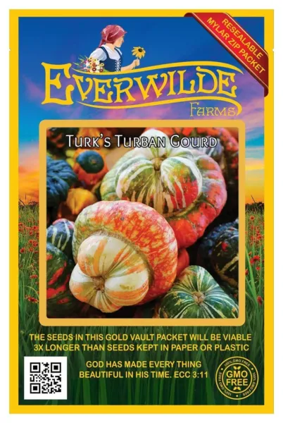 15 Turk&#39;S Turban Gourd Seeds - Everwilde Farms Mylar Seed Packet - £7.59 GBP