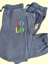 2 Pairs POLO Ralph Lauren Boy Fleece Lined Sweat Pants Navy M (10-12) Bear - $441.56 MXN