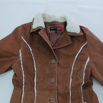 Marcelle Renee Jacket Women's L Brown Genuine Leather Full Button Jacket Pockets image 13