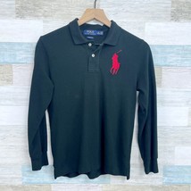 POLO Ralph Lauren Big Pony Pique Polo Shirt Black Long Sleeve Boys Mediu... - $29.69