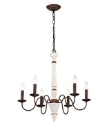 Retro Rust &amp; White 6-Light Chandelier - $2,287.61 MXN