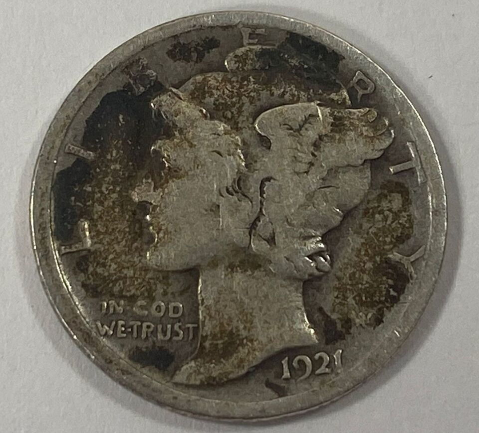 1921 10C Mercury Dime in Very Good Condition, Full Rims &amp; 4-Digit Date - $98.99
