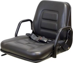 Universal Black Vinyl Forklift Seat w/ Hip Restraints and Seatbelt - £150.12 GBP