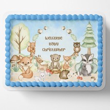 WOODLAND BABY SHOWER Cake Topper Edible Image Woodland Edible Image Fore... - $20.75+