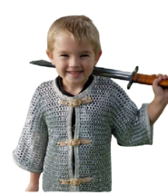 Medieval Chainmail Shirt 6-10 yrs Size Flat riveted with Warsaw kids hal... - £64.28 GBP