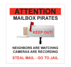 Mail Thief Warning Mini Stickers / 6 Pack + FREE Shipping - $5.35