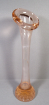 Peach Colored Art Glass Vase Wide Angled Lip Bubbles in the Base 9&quot; x 3&quot;... - $10.77