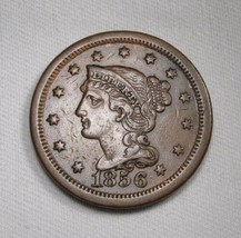 1856 Upright 5 Large Cent XF Coin AN675 - £49.82 GBP