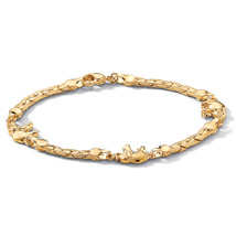 PalmBeach Jewelry Yellow Gold-Plated Elephant-Link Ankle Bracelet 10&quot; - £24.62 GBP