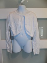 Bonnie Jean White Knit LS Crop Cotton Cardigan Sweater W/Beads Size M Gi... - $258.66 MXN
