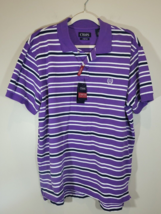 NWT CHAPS Men&#39;s STRETCH YOUR LIMITS Striped  Polo Shirt TIE PURPLE;  LARGE - $21.80