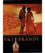 1981 E&amp;J Brandy Golden Moments Couple on the Beach Vintage Print Ad Wall... - $10.97