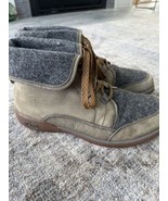 Chaco Barbary Ankle Boots Women&#39;s Sz 9.5 Olive Leather Gray Wool Waterproof - $54.63 CAD