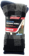 Dickies Steel Toe Crew Performance Thermals Wool Blend 1 Pair Black &amp; Blue Plaid - £8.75 GBP