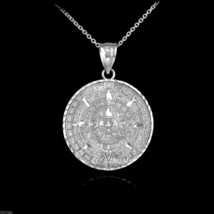 Sterling Silver Aztec Mayan Sun Calendar Pendant Necklace - £39.14 GBP+