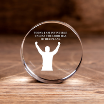 Today I am Invincible Unless the Lord Has Other Plans Round Crystal Puck Christi - £35.68 GBP