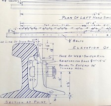 1955 Railroad Bangor Aroostook Switch Rail Graduated Risers Blueprint F2... - $84.36