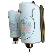 Pair Antique Slip Shade Art Deco Mid Century Wall Sconces By Globe Rewired - £222.27 GBP